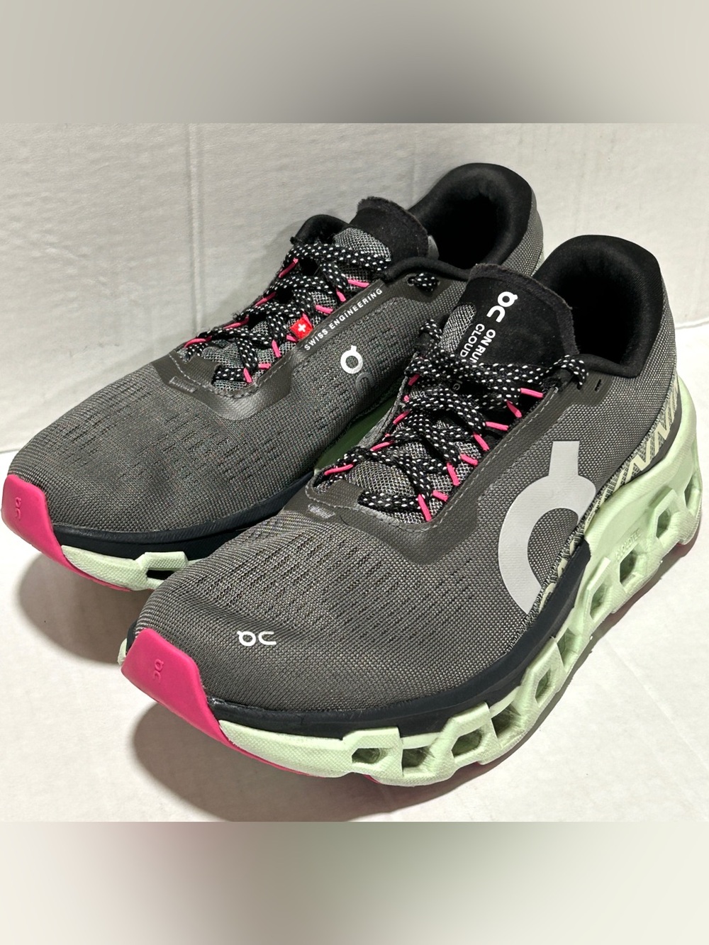 On Running Women's Athletic Shoes - Black, Mint & Pink Accents